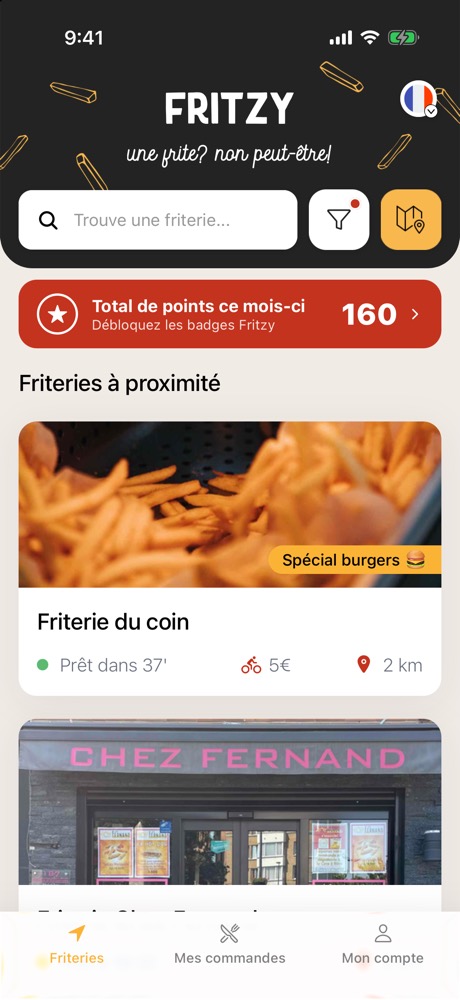 Die Fritzy-App: die Liste der Frittenbuden in der Nähe